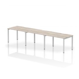 Evolve Plus 1200mm Single Row 3 Person Bench Desk Grey Oak Top Silver Frame