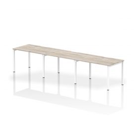 Evolve Plus 1200mm Single Row 3 Person Bench Desk Grey Oak Top White Frame