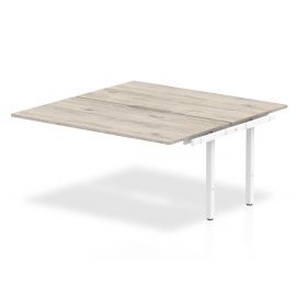 Evolve Plus 1600mm B2B Bench Desk Ext Kit Grey Oak Top White Frame