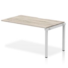 Evolve Plus 1400mm Single Row Bench Desk Ext Kit Grey Oak Top Silver Frame