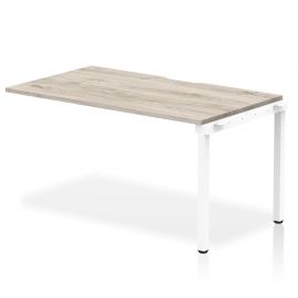Evolve Plus 1400mm Single Row Bench Desk Ext Kit Grey Oak Top White Frame