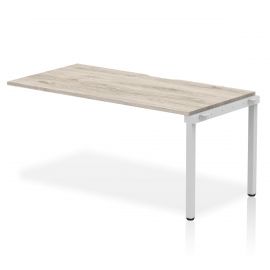 Evolve Plus 1600mm Single Row Bench Desk Ext Kit Grey Oak Top Silver Frame