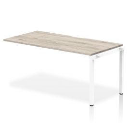 Evolve Plus 1600mm Single Row Bench Desk Ext Kit Grey Oak Top White Frame