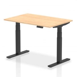 Air 1200 x 800mm Height Adjustable Desk Maple Top Black Leg