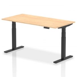 Air 1600 x 800mm Height Adjustable Desk Maple Top Black Leg