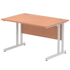 Impulse 1200 x 800mm Straight Desk Beech Top Silver Cantilever Leg