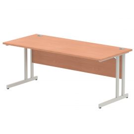 Impulse 1800 x 800mm Straight Desk Beech Top Silver Cantilever Leg