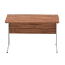 Impulse 1200 x 800mm Straight Desk Walnut Top Silver Cantilever Leg