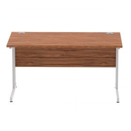 Impulse 1400 x 800mm Straight Desk Walnut Top Silver Cantilever Leg