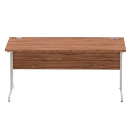 Impulse 1600 x 800mm Straight Desk Walnut Top Silver Cantilever Leg