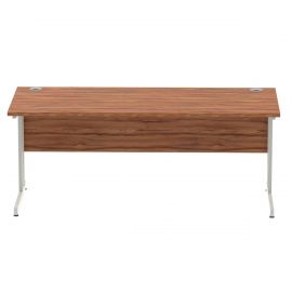 Impulse 1800 x 800mm Straight Desk Walnut Top Silver Cantilever Leg