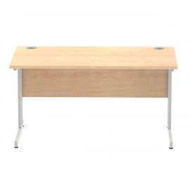 Impulse 1400 x 800mm Straight Desk Maple Top Silver Cantilever Leg