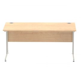Impulse 1600 x 800mm Straight Desk Maple Top Silver Cantilever Leg