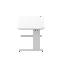 Impulse 1800 x 800mm Straight Desk White Top Silver Cable Managed Leg