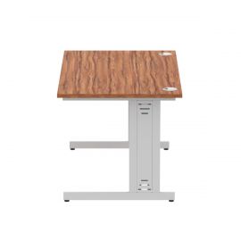 Impulse 1400 x 800mm Straight Desk Walnut Top Silver Cable Managed Leg