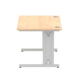 Impulse 1200 x 800mm Straight Desk Maple Top Silver Cable Managed Leg