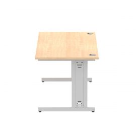 Impulse 1600 x 800mm Straight Desk Maple Top Silver Cable Managed Leg