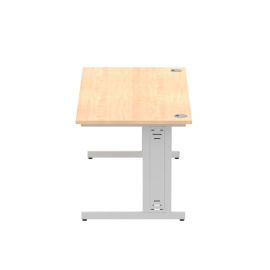 Impulse 1800 x 800mm Straight Desk Maple Top Silver Cable Managed Leg