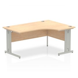 Impulse 1600mm Right Crescent Desk Maple Top Silver Cable Managed Leg