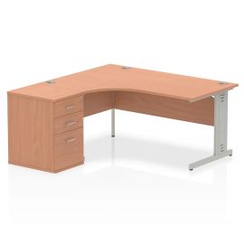 Impulse 1200mm Corner Desk Beech Top Panel End Leg