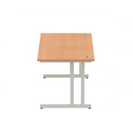 Impulse 1800 x 800mm Straight Desk Oak Top Silver Cantilever Leg