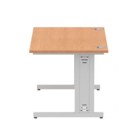 Impulse 1200 x 800mm Straight Desk Oak Top Silver Cable Managed Leg