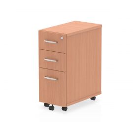 Impulse 3 Drawer Narrow Under Desk Pedestal Beech