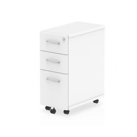 Impulse 3 Drawer Narrow Under Desk Pedestal White