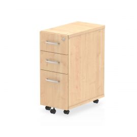 Impulse 3 Drawer Narrow Under Desk Pedestal Maple