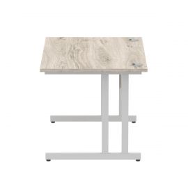 Impulse 1200 x 800mm Straight Desk Grey Oak Top Silver Cantilever Leg