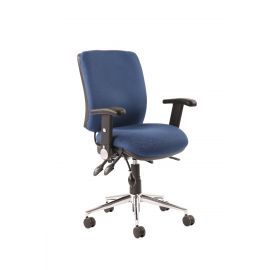 Chiro Medium Back Task Operators Chair Blue With Height Adjustable And Folding Arms 