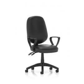 Eclipse Plus II Lever Task Operator Chair Black Bonded Leather With Loop Arms
