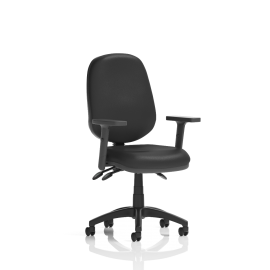 Eclipse Plus III Lever Task Operator Chair Black Bonded Leather With Height Adjustable Arms