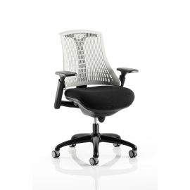Flex Task Operator Chair Black Frame With Black Fabric Seat Moonstone White Back With Arms