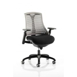 Flex Task Operator Chair Black Frame With Black Fabric Seat Grey Back With Arms
