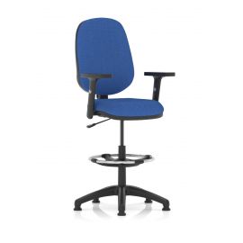 Eclipse Plus I Lever Task Operator Chair Blue With Height Adjustable Arms With Hi Rise Draughtsman Kit