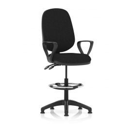 Eclipse Plus II Lever Task Operator Chair Black With Loop Arms With Hi Rise Draughtsman Kit