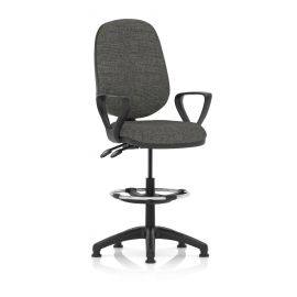 Eclipse Plus II Lever Task Operator Chair Charcoal With Loop Arms With Hi Rise Draughtsman Kit