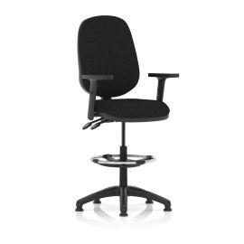 Eclipse Plus II Lever Task Operator Chair Black With Height Adjustable Arms With Hi Rise Draughtsman Kit