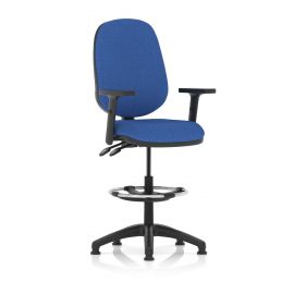 Eclipse Plus II Lever Task Operator Chair Blue With Height Adjustable Arms With Hi Rise Draughtsman Kit