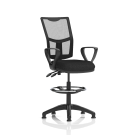 Eclipse Plus II Lever Task Operator Chair Mesh Back With Black Seat With loop Arms With Hi Rise Draughtsman Kit