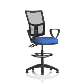 Eclipse Plus II Lever Task Operator Chair Mesh Back With Blue Seat With loop Arms With Hi Rise Draughtsman Kit