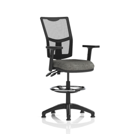 Eclipse Plus II Lever Task Operator Chair Mesh Back With Charcoal Seat With Height Adjustable Arms With Hi Rise Draughtsman Kit