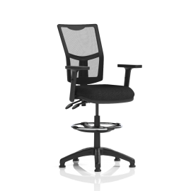 Eclipse Plus II Lever Task Operator Chair Mesh Back With Black Seat With Height Adjustable Arms With Hi Rise Draughtsman Kit