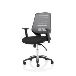 Relay Task Operator Chair Airmesh Seat Silver Back With Height Adjustable Arms