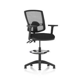 Eclipse Plus II Lever Task Operator Chair Mesh Back Deluxe With Black Seat With Height Adjustable Arms With Hi Rise Draughtsman Kit