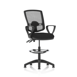 Eclipse Plus II Lever Task Operator Chair Mesh Back Deluxe With Black Seat With loop Arms With Hi Rise Draughtsman Kit