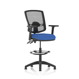 Eclipse Plus II Lever Task Operator Chair Mesh Back Deluxe With Blue Seat With Height Adjustable Arms With Hi Rise Draughtsman Kit