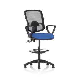 Eclipse Plus II Lever Task Operator Chair Mesh Back Deluxe With Blue Seat With loop Arms With Hi RiseDraughtsman Kit