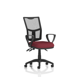 Eclipse Plus III Lever Task Operator Chair Mesh Back With Bespoke Colour Seat With Loop Arms In Ginseng Chilli